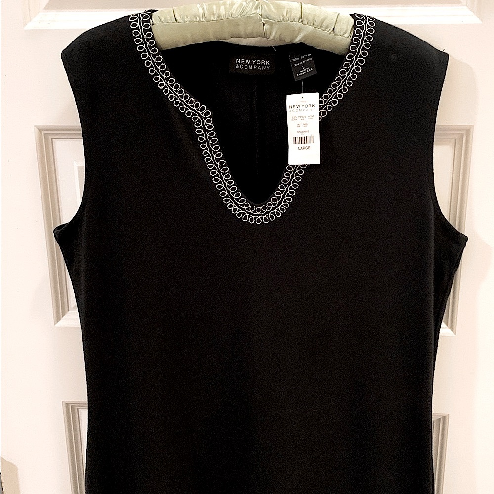 New York & Company Black Mini Dress with Silver Trim